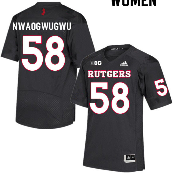 Women #58 David Nwaogwugwu Rutgers Scarlet Knights College Football Jerseys Sale-Black - Click Image to Close